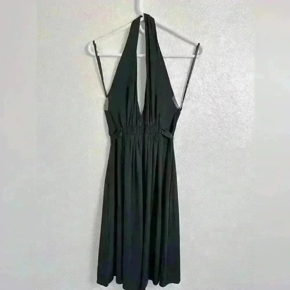 BCBGMAXAZRIA A-Line Jersey Halter Low Back Midi Dress With Tie Back Size Small - Picture 2 of 11
